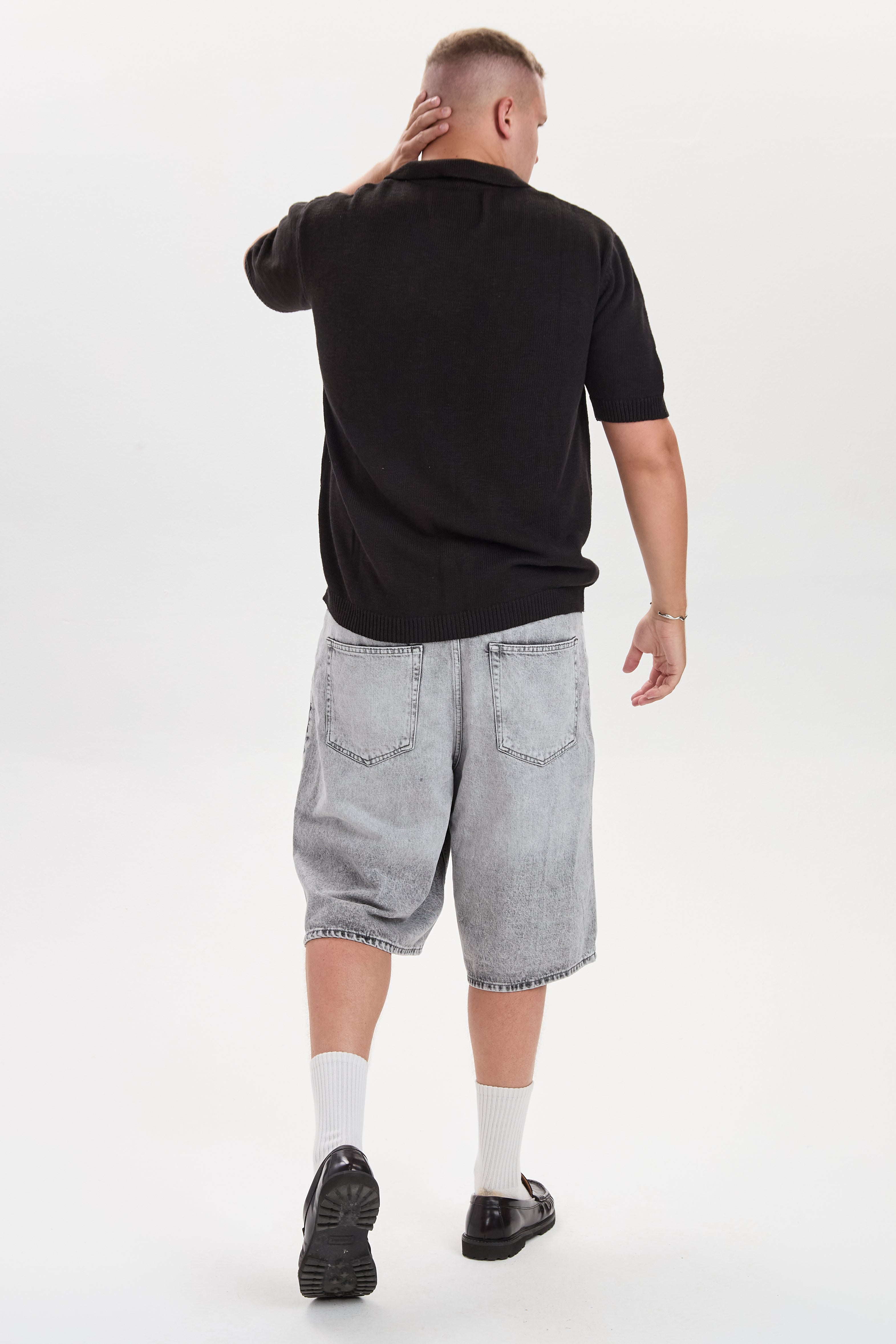 DXHakki Black Knitted Polo