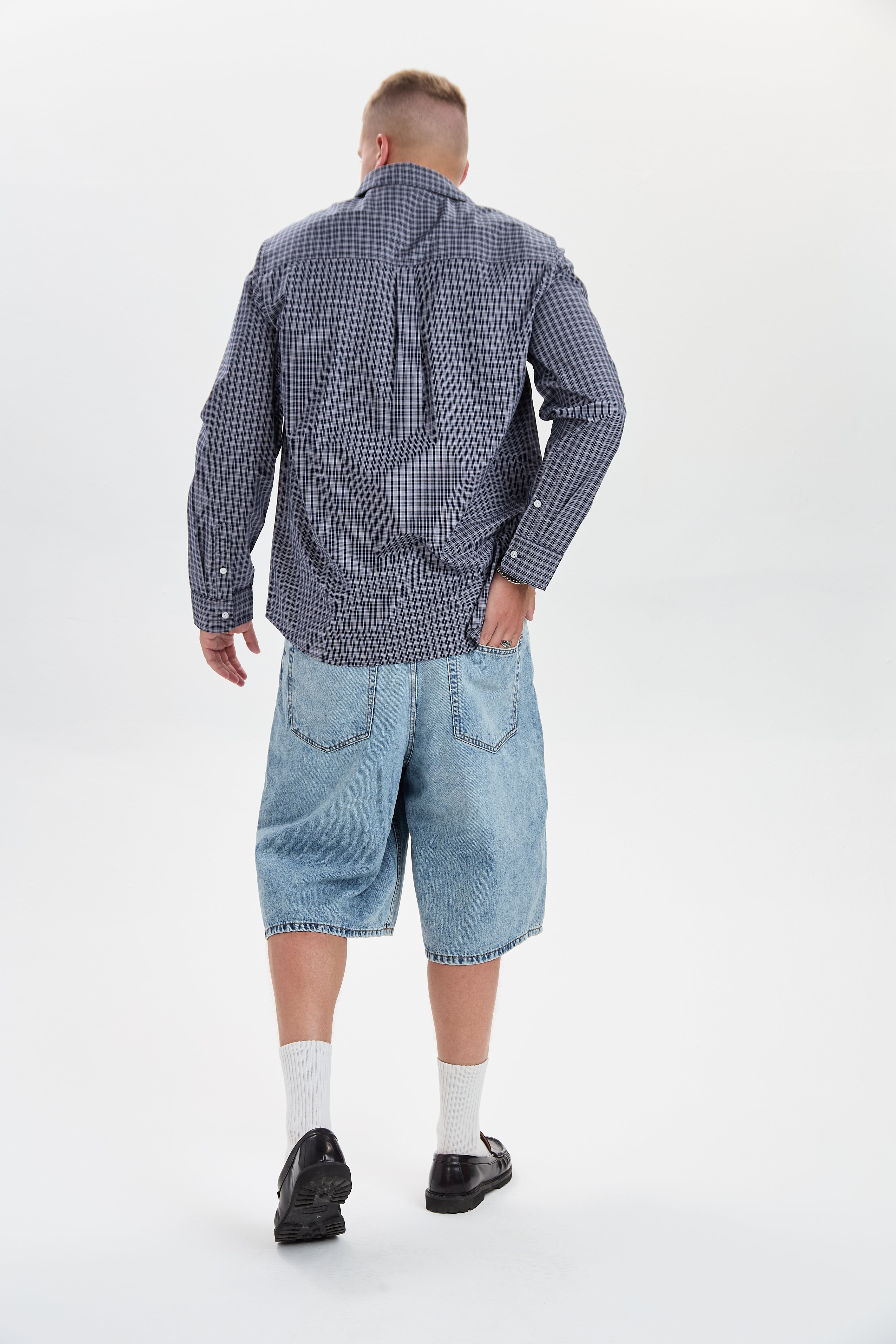 DXHarri Wide Fit Denim Shorts Blue