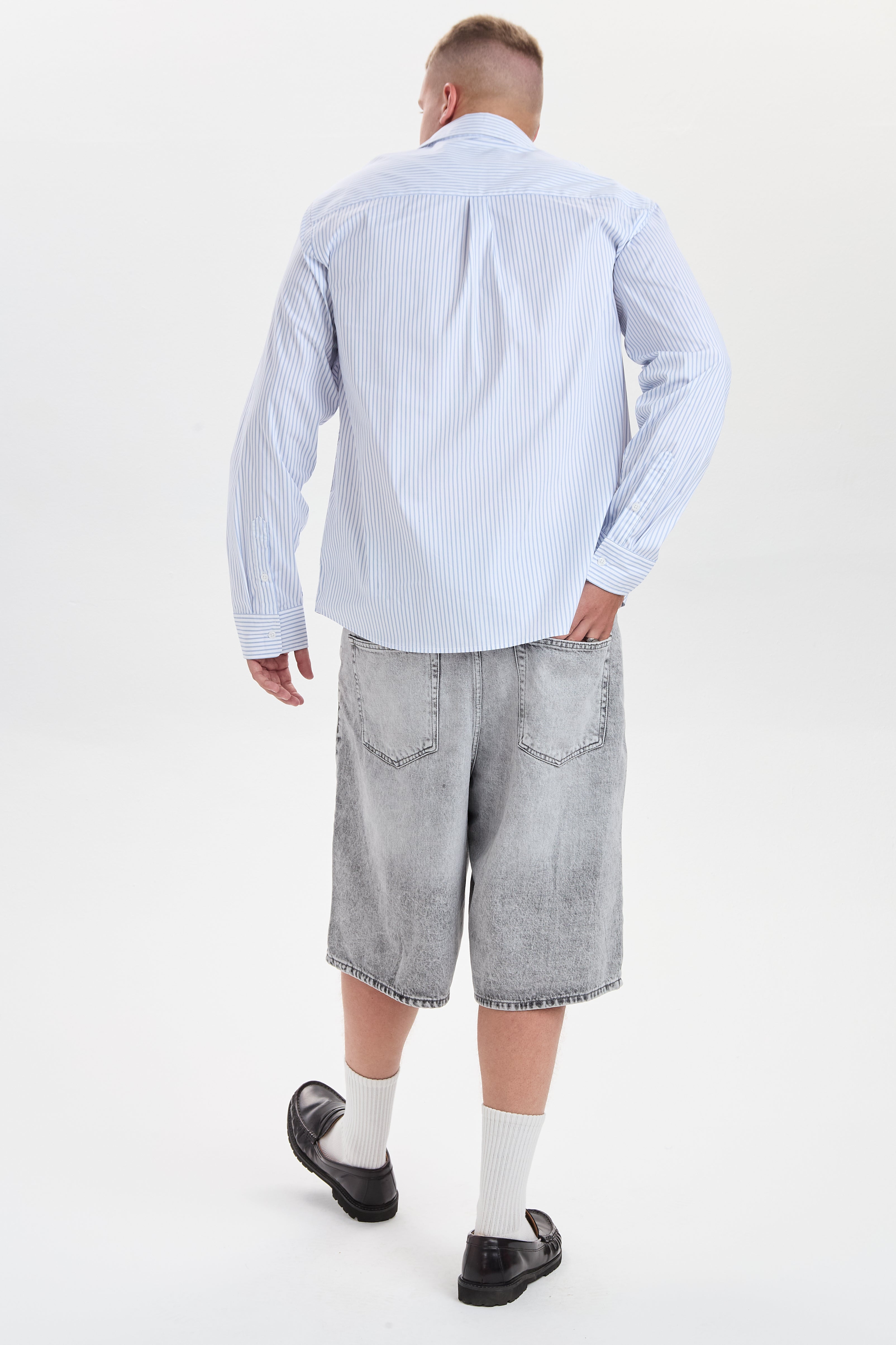 DXHarri Wide Fit Denim Shorts Grey